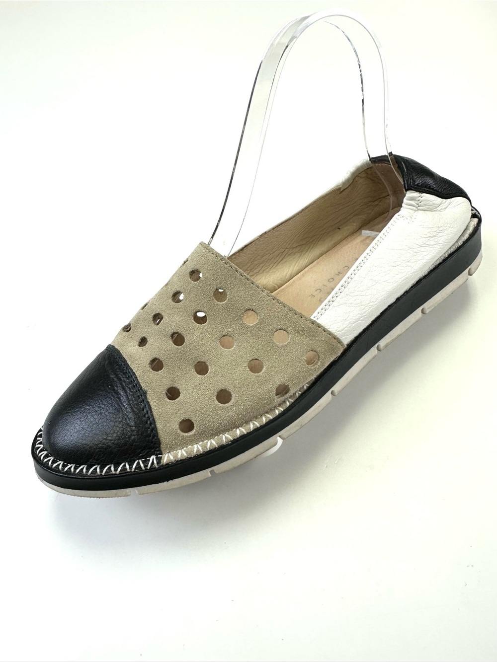 Hispanitas Leather Suede Perforated Slip On Loafers Flats 38.5 Spain